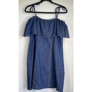 7‎ For All Mankind Mini Dress Women Medium Demin Off Shoulder Strech
